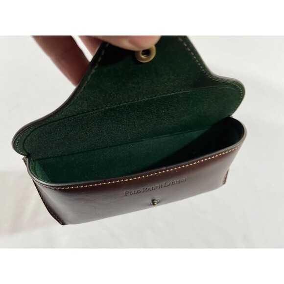 Ralph Lauren Brown Button Leather Eyeglasses Sunglasses Case Travel Belt Loop - Picture 7 of 10